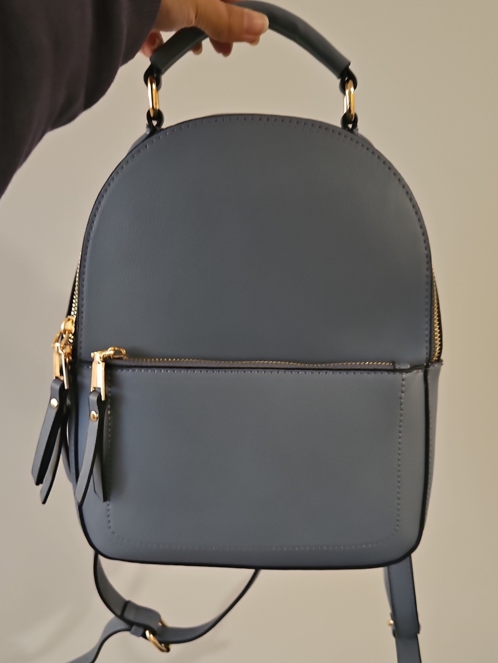 Baby Blue Small Faux Leather Backpack/ Purse